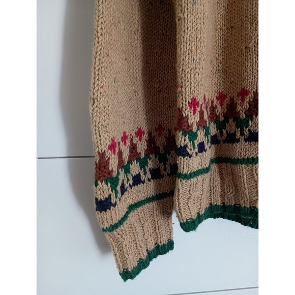 VTG Neutral Tan Nordic Norwegian Fair Isle Sweater Knit Speckled Capsule Small - Picture 2 of 8